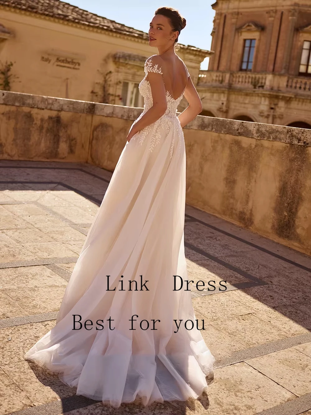 V Neck Wedding Dresses for Ladies Charming Soft Tulle Bridal Gowns Exquisite Short Sleeve Vestidos De Novia New 2026 Summer