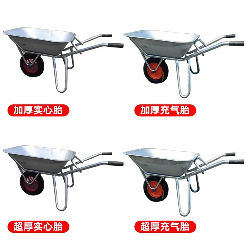 Thickened agricultural trolley, wheelbarrow, construction site, sand and stones, household garbage, vegetables and fruits