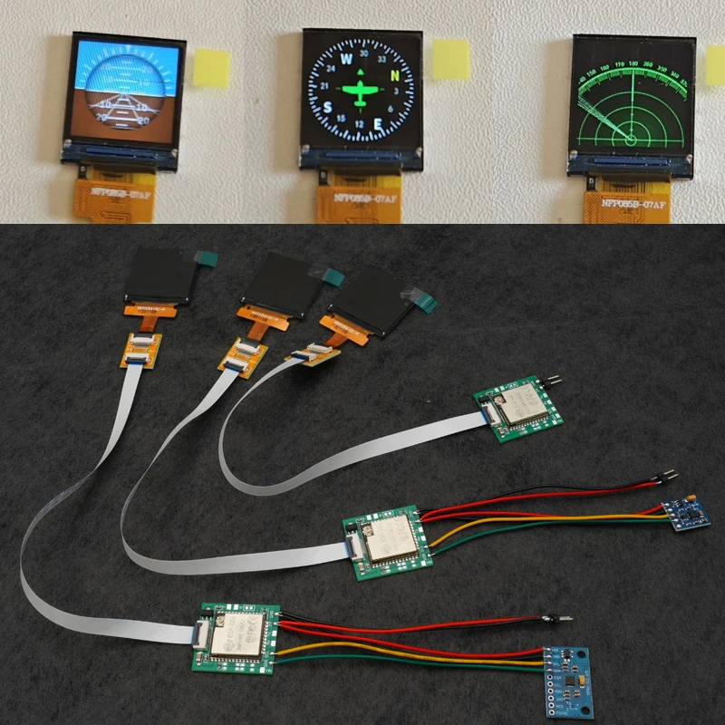 RC Plane Flight Simulator Cockpit 1.54inch Screen Attitude Indicator/Compass/Radar Interface 4.8-5.2V Dashboard Instrument Panel
