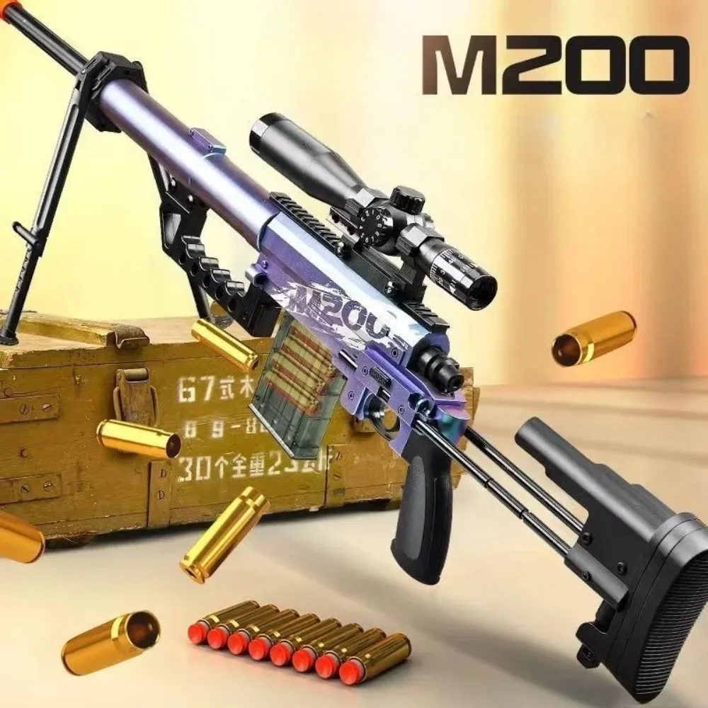 M200 Shell Throwing Soft Bullet Toy Gun Boys Diy Assembly Sniper Rifle Model Manual Loading Can Fire Christmas Gift for Children