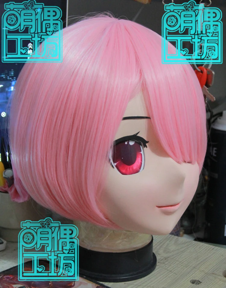(MO6241) Handmade Female/Girl Resin 3/4 Head Japanese Cartoon Character Ram Rem Cosplay Kigurumi Mask Crossdresser DOLL