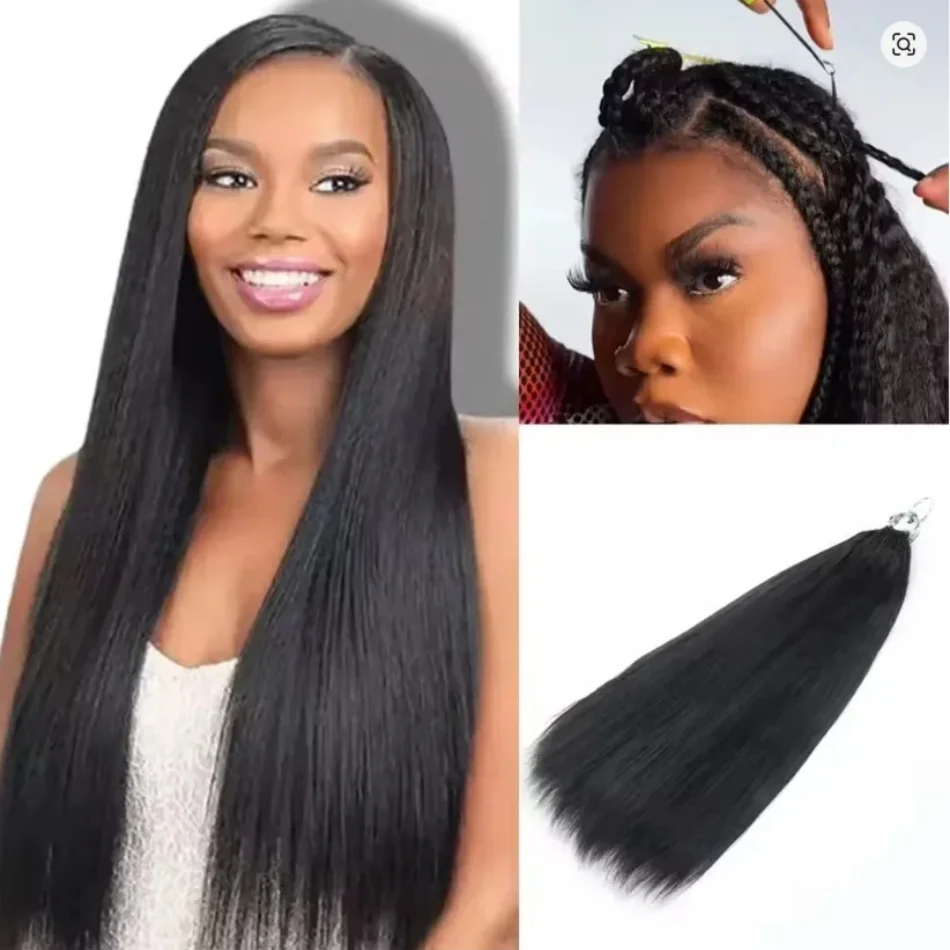 

12A Bone Straight Crochet Human Hair Feather Knotless Pre-Separated Crochet Hair For Women Extensions Full Head Brazilian Hair