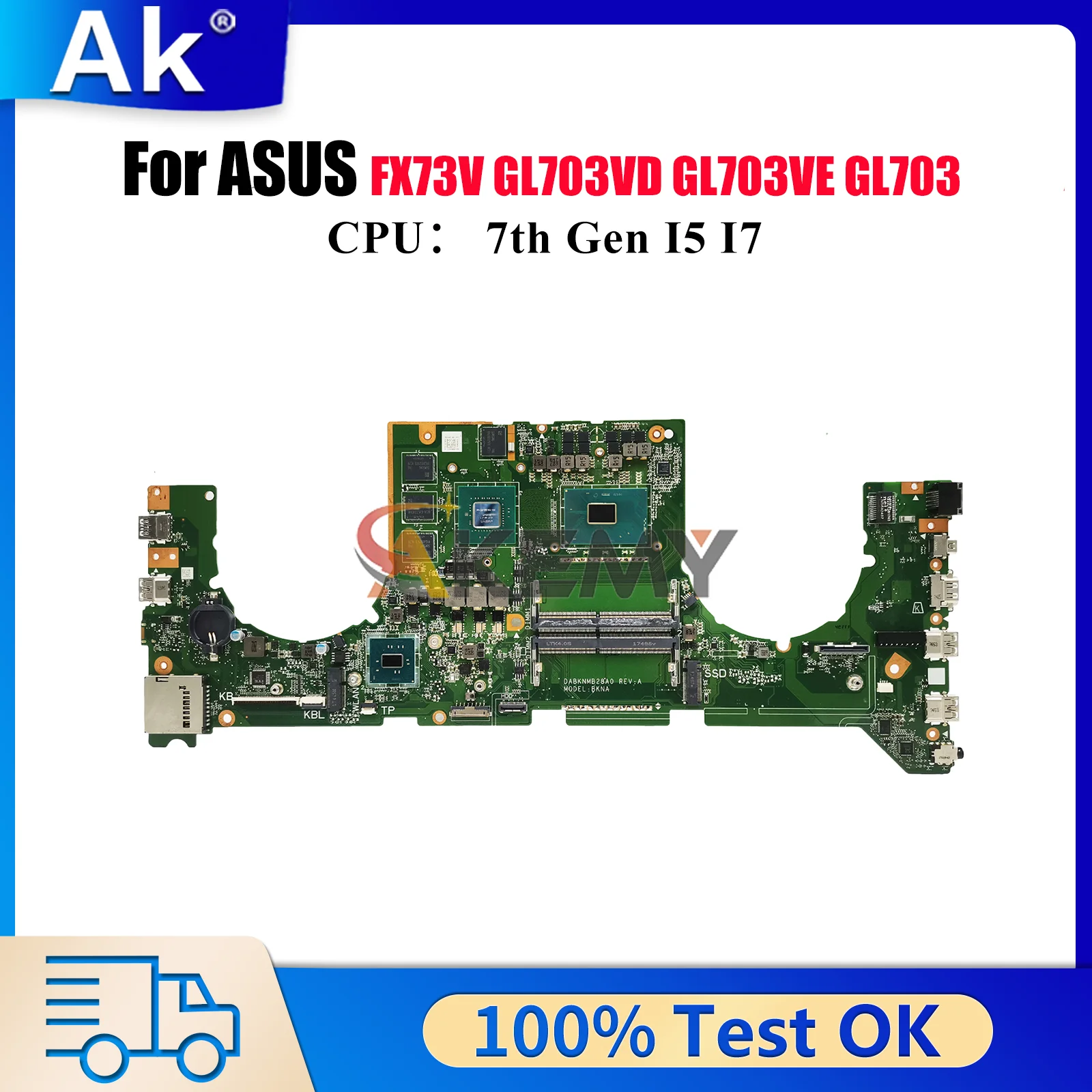 

GL703VD Материнская плата для ноутбука ASUS ROG Strix GL703VE GL703VD GL703V GL703VM FX73V Материнская плата с процессором I5 I7 100% tests OK stk