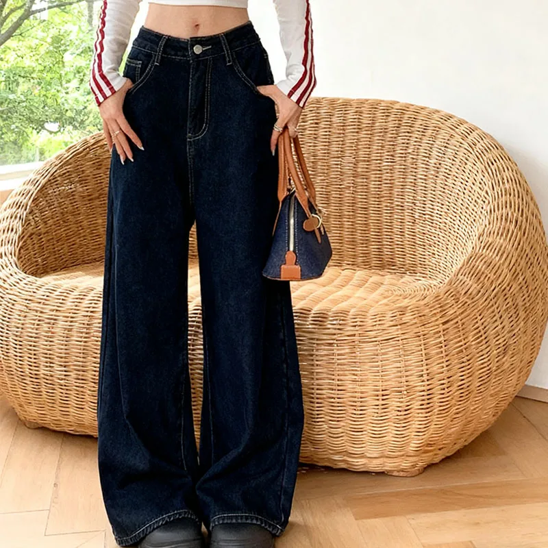 Inverno feminino y2k queimado perna larga jeans denim velo térmico forrado quente casual estilo clássico para tempo frio