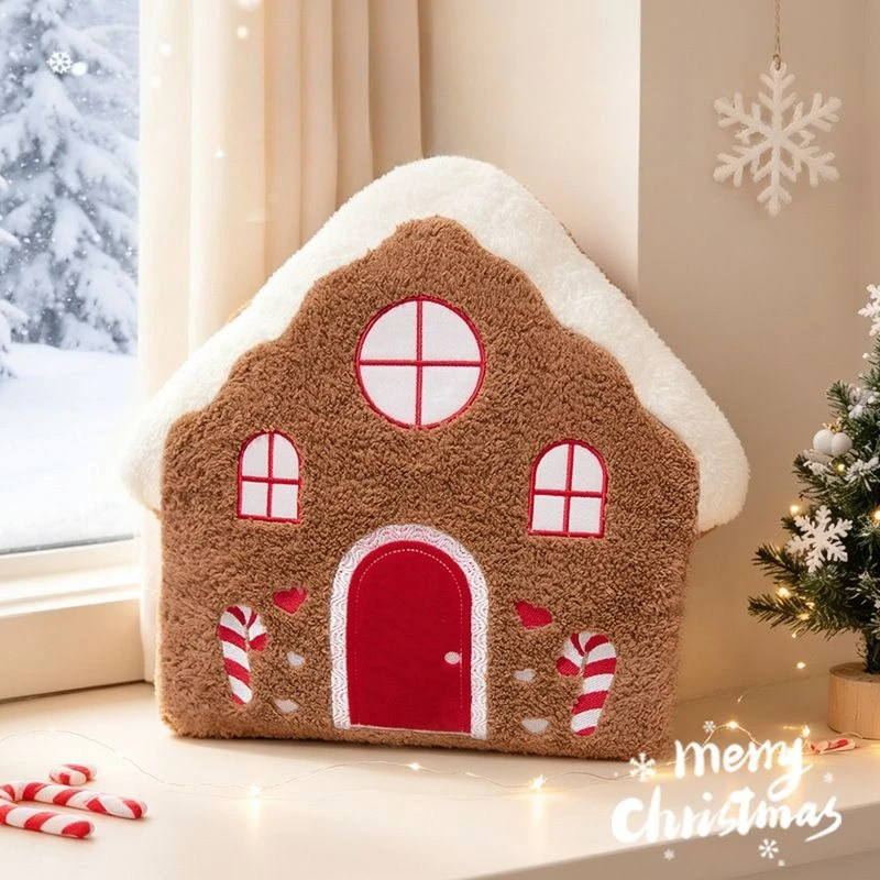 Gingerbread House Christmas Throw Pillow Cushion for Sofa Bedroom Bed Headboard Dorm Backrest Home Decor Gift