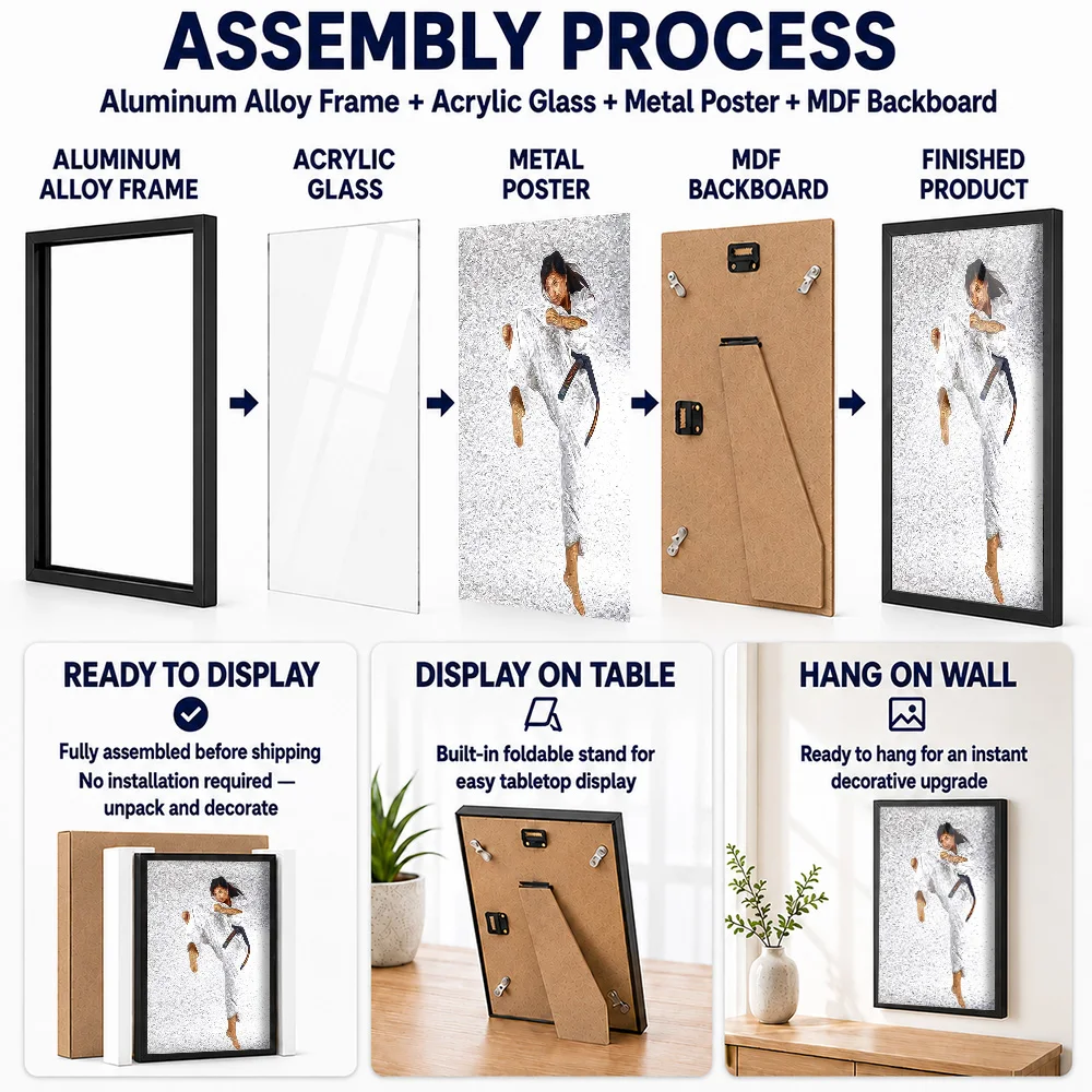 Martial Arts Metal Poster With Aluminum Alloy Frame Personalized Photo Japanese Ink Style Wall Art For Dojo Memorable Fan Gift