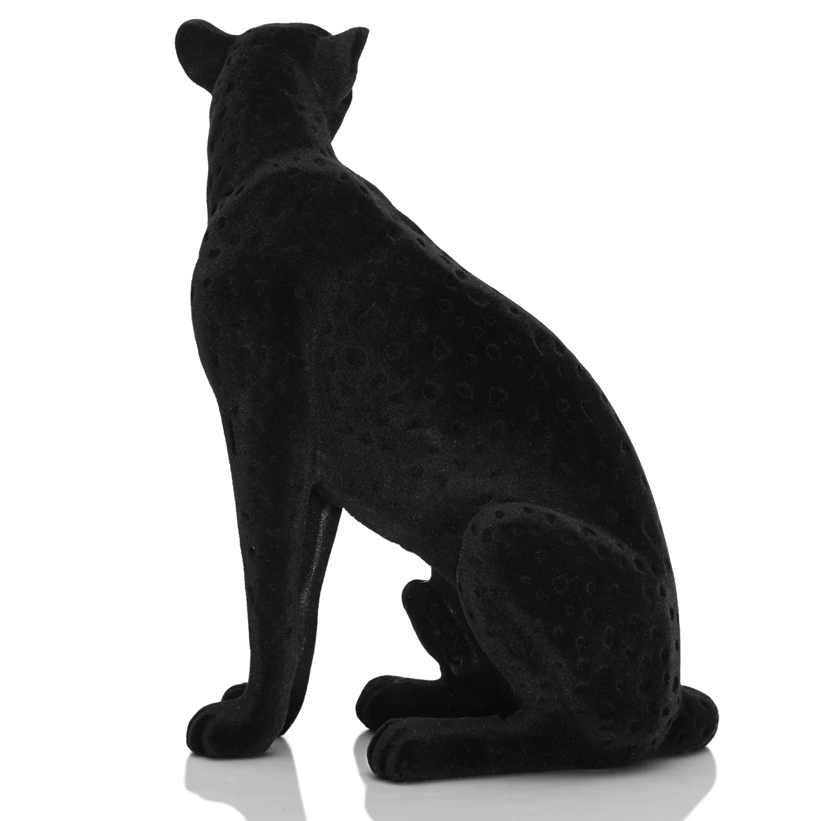 Resin Handicraft Flocking Leopard Cheetah Panther Artificial Animal Sculpture Resin Decorative Figurines Home Decoration