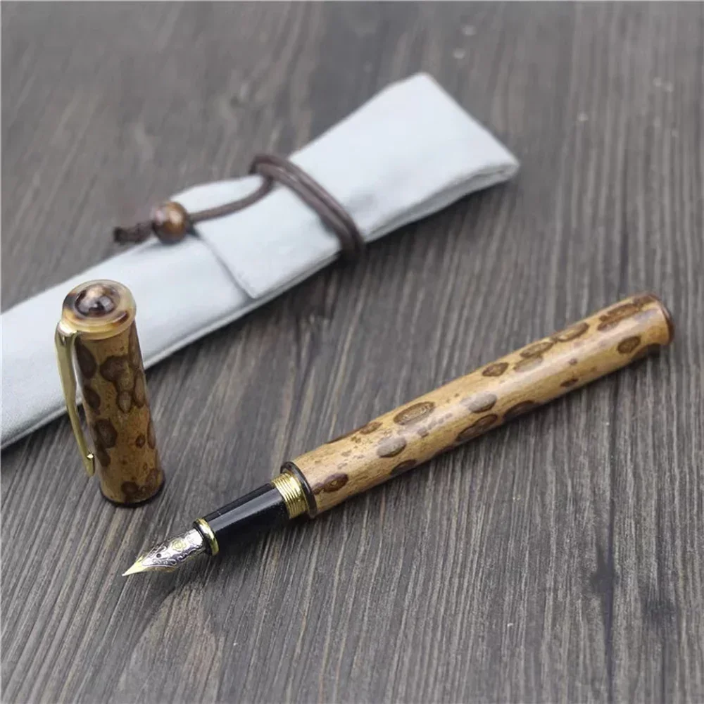 New Yilian JU 0008 Bamboo Fountain Pen 0.5mm F Nib School Office Light Luxury Writing Supplies Gift Pens for Business Stationery