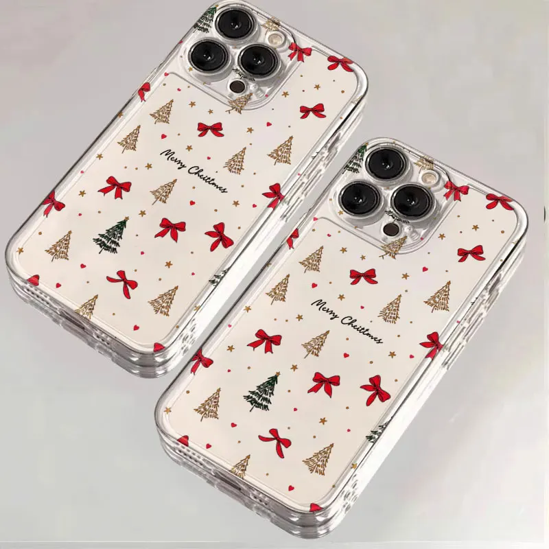 Red Red Bow Christmas Clear Shockproof Phone Case For iPhone 11 12 13 14 15 16 17 Pro 18 Pro Max 16E Air X XS XR 7 8 Plus SE2 Cover - Aliexpress Deal