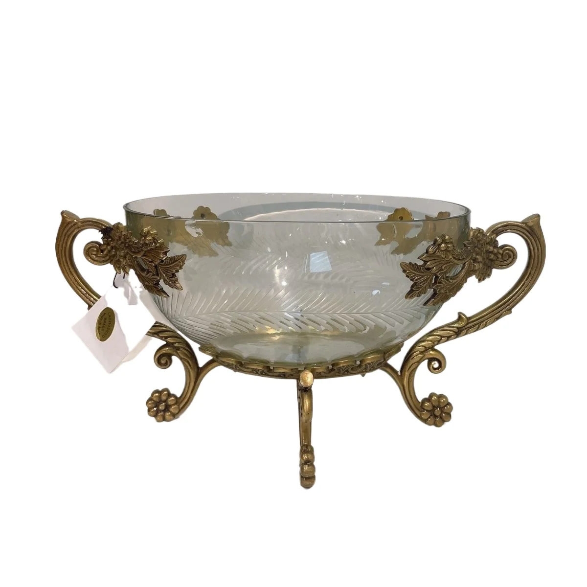 

Light luxury fruit plate glass inlaid with brass decoration creative villa model room ornament soft decoration handicrafts