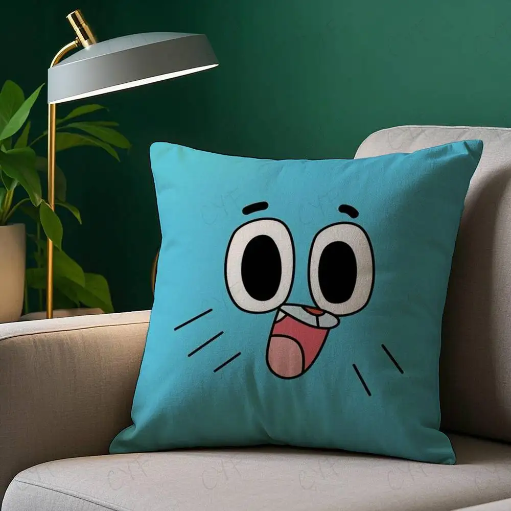 الرسوم المتحركة مذهلة العالم Gumball كيس وسادة آمنة مخصصة صور وسادة، مكافحة تتلاشى نحى الصوف وسادة، آمنة للأمهات والرضع.