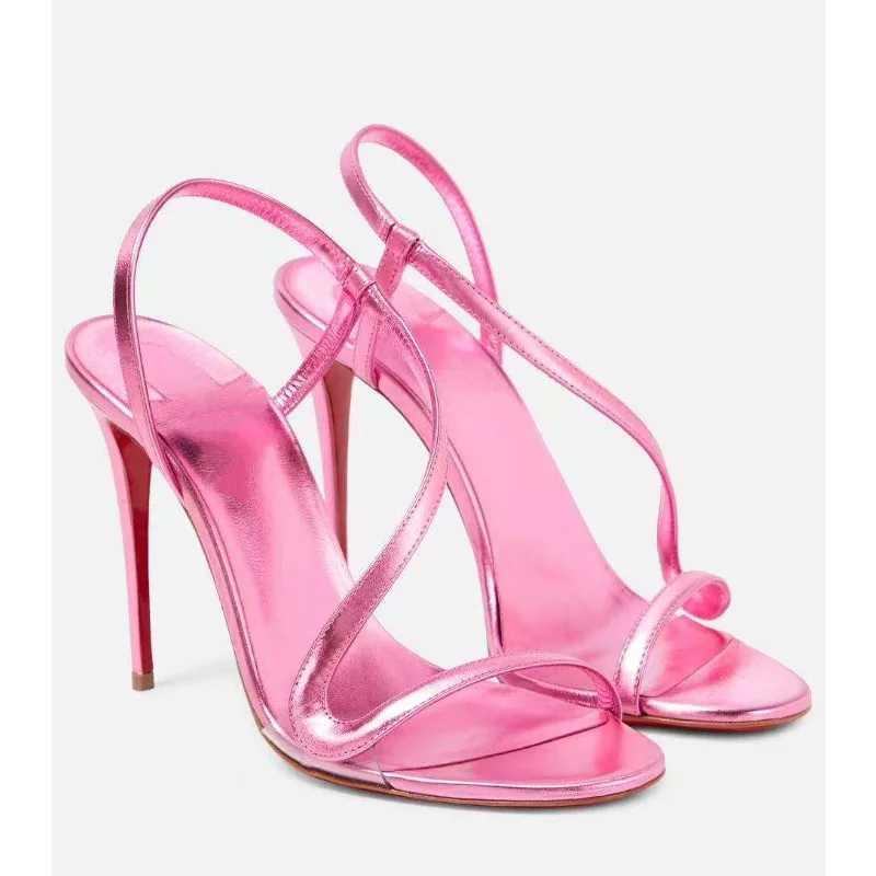 

New 2026 Spring Multi Color Serpentine Straw Versatile High Heels for Women, Thin Heels,Sexy Outerwear Fashion Sandals for Women