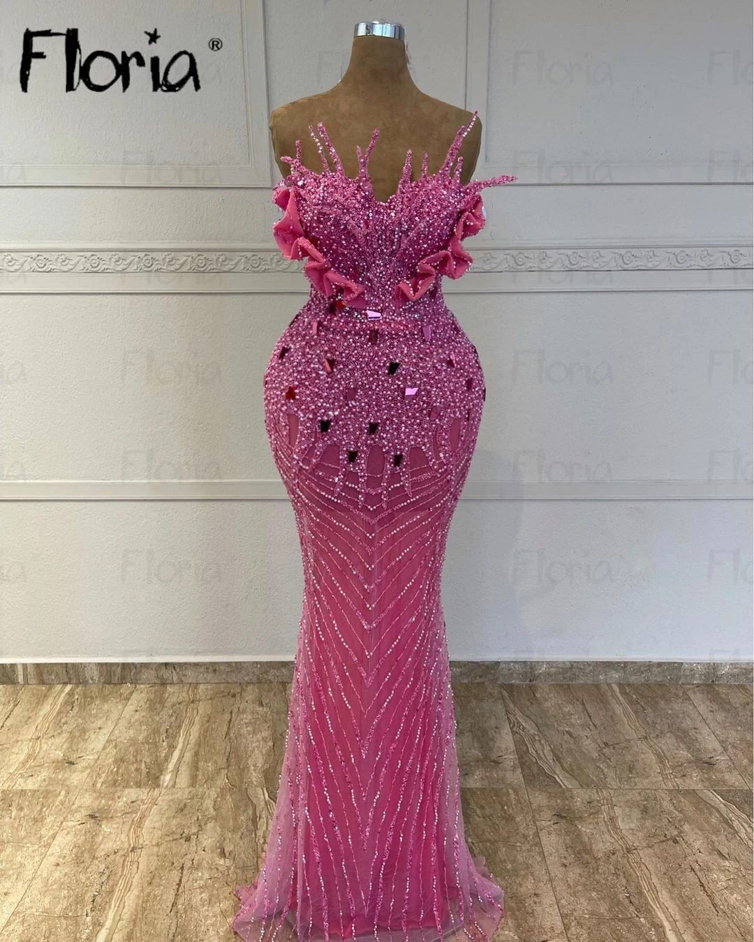 Luxury Beaded Evening Dress With Big Bow on Back Custom Made Wedding Event Dresses Beautiful  Robe Soirée Female Celebrity Dress