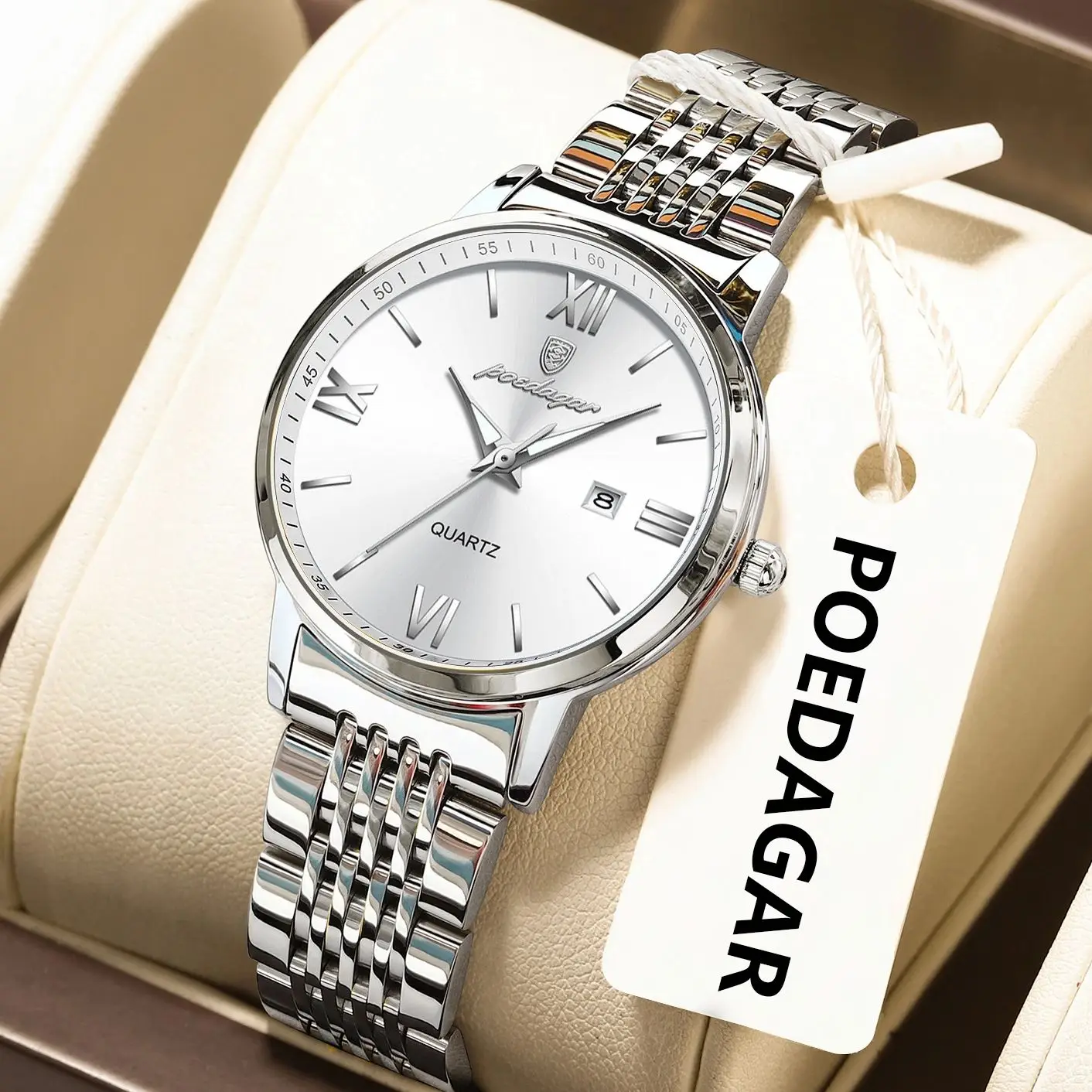 POEDAGAR Original Fashion Watch For Woman Waterproof Luminous Date Ladies Watch Stainless Steel Quartz Business Women's Watches