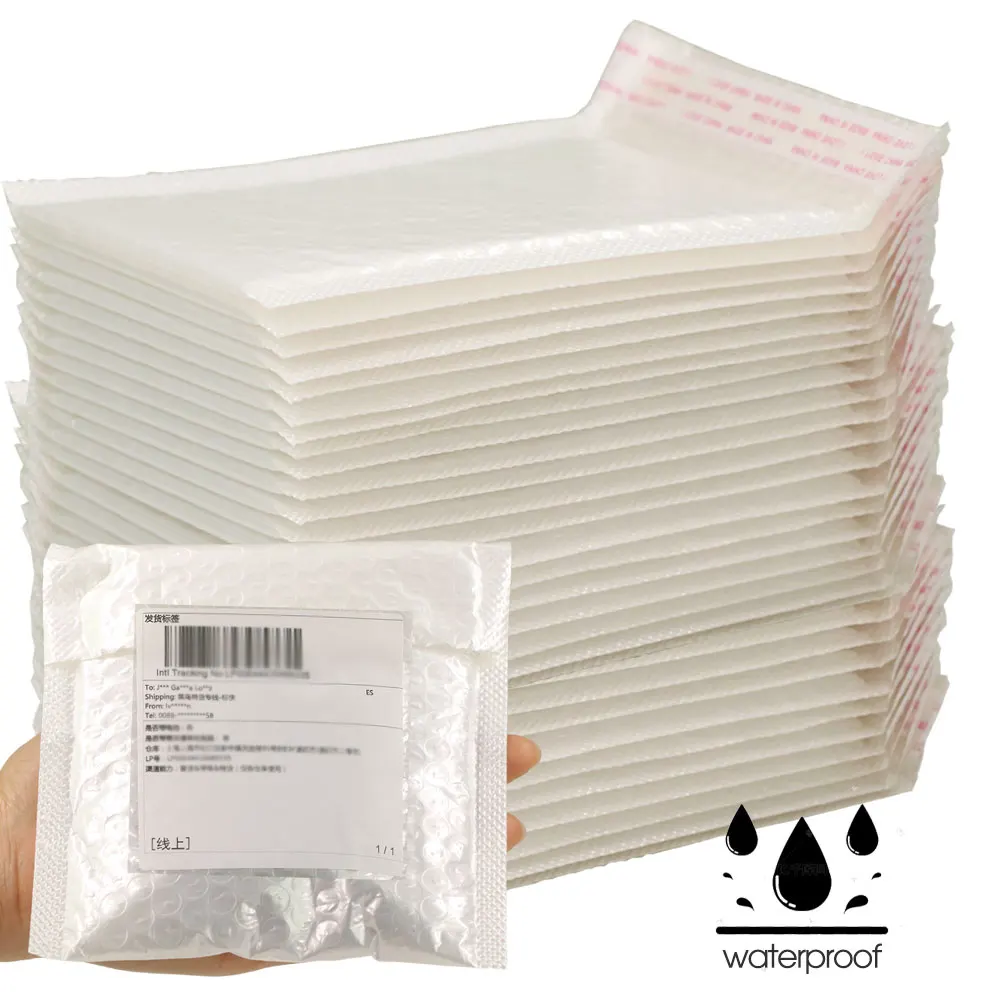 30PCS Bubble Mailers White Poly Bubble Mailer Self Seal Padded Gift Bag Waterproof Foam Envelope Bags Book Shipping Package Bags