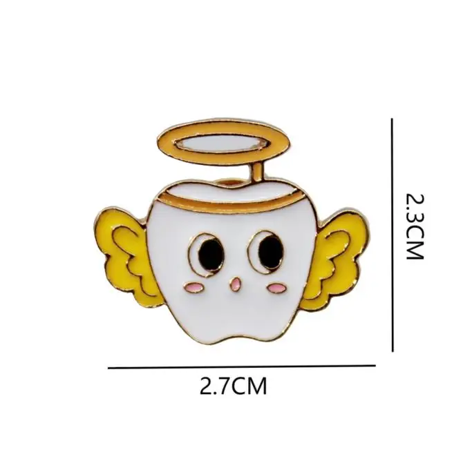 60pcs Dental Cute Tooth Shape Brooch Pin Cartoon Enamel Oral Care Dentistry Badge Metal Pins Gifts For Doctors Nurses Kids