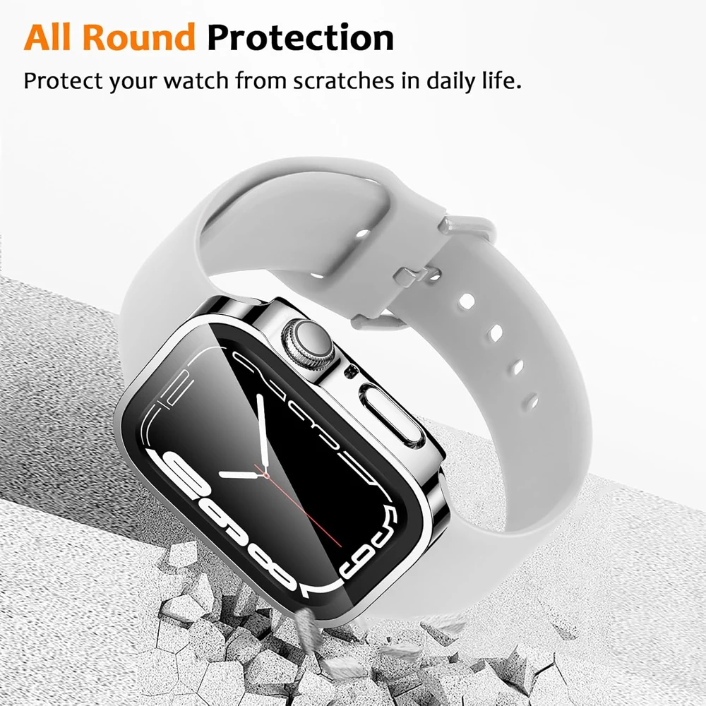 Cover Case for Apple Watch 10 46mm 42mm 45mm 44mm 49mm 41mm 40mm Tempered Glass Screen Protector Series 7 8 9 SE 6 5 4 Ultra 2