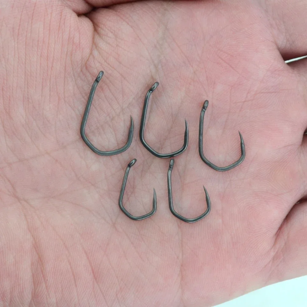 Hirisi 50pcs PTFE Coated High Carbon Stainless Steel Barbless Fishing Hooks With Eye 8020 Fishing Accessories