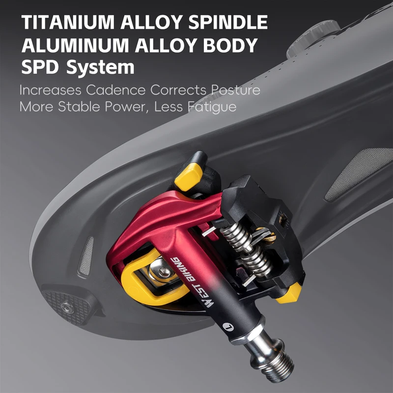 

WEST BIKING Road Bike Self-Locking Pedal For SPD System Bike Part Bicycle Pedals Aluminum Alloy Titanium Axle Cycling Lock Pedal