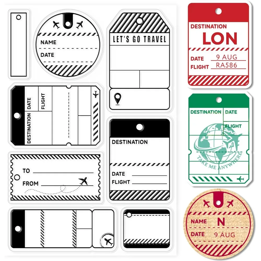 Label Ticket Background Clear Stamps Label Decorative Clear Stamps Silicone Stamps for Card Making Photo