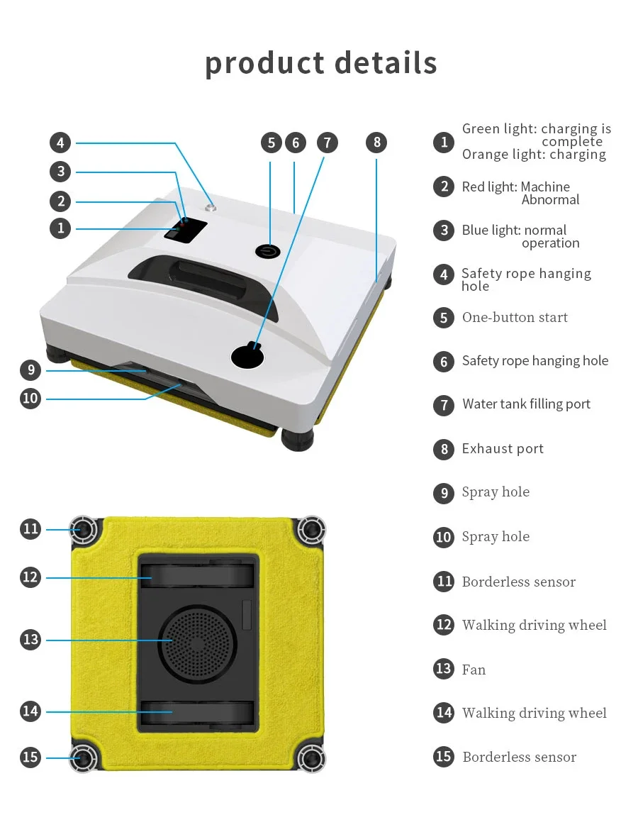 HCR-05A Robot Glass Cleaner  Automatic Robot Window Cleaner Water Spray Cleaning  Robot Window Cleaner