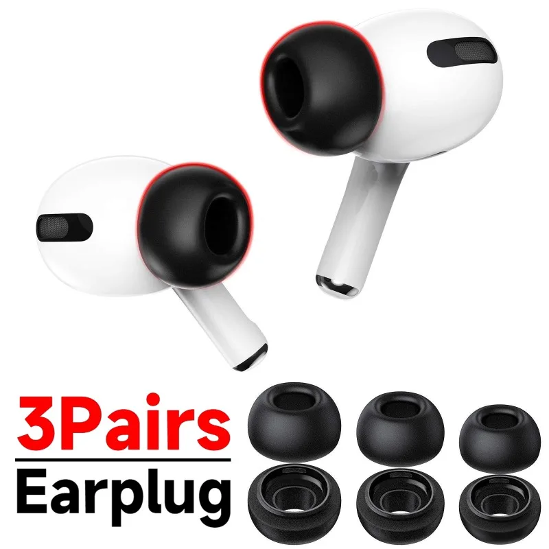 Tapones para los oídos intrauditivos de repuesto para Apple AirPods Pro 1.a 2.a Protector para auriculares Almohadillas de silicona suave Auriculares Tapa S/M/L Negro