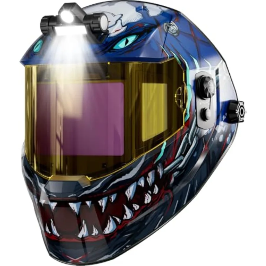 

ANDELI Auto Darkening Welding Helmet with Light-Internal Digital Control Filter, 7.2"x3.2" Extra Wide Panoramic View, Type-C Fa