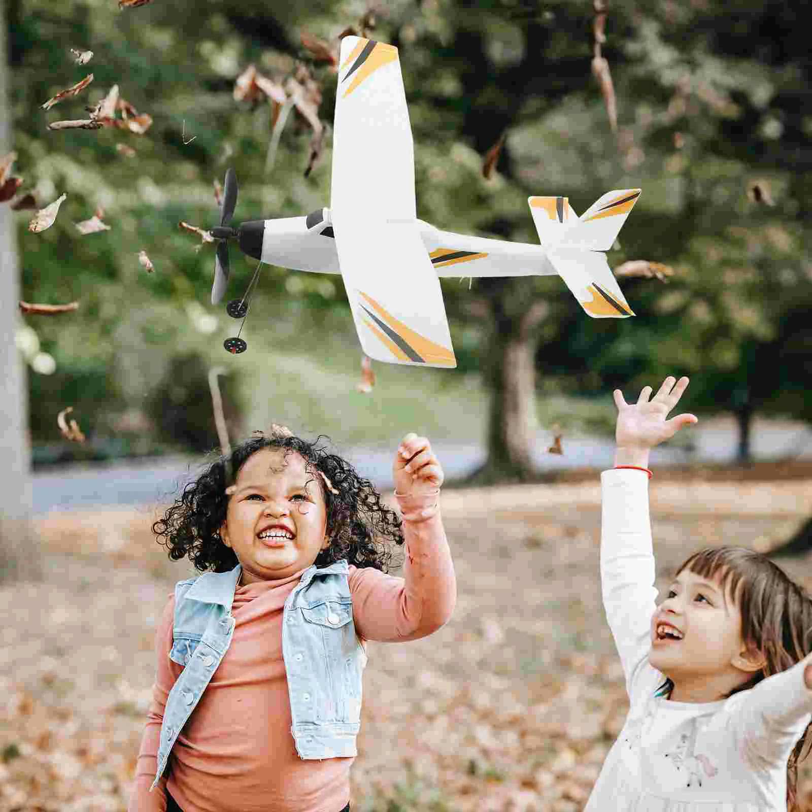 

Outdoor Toys for Kids Rubber Glider Plane Model DIY Flying Small Orange Band Airplane Child