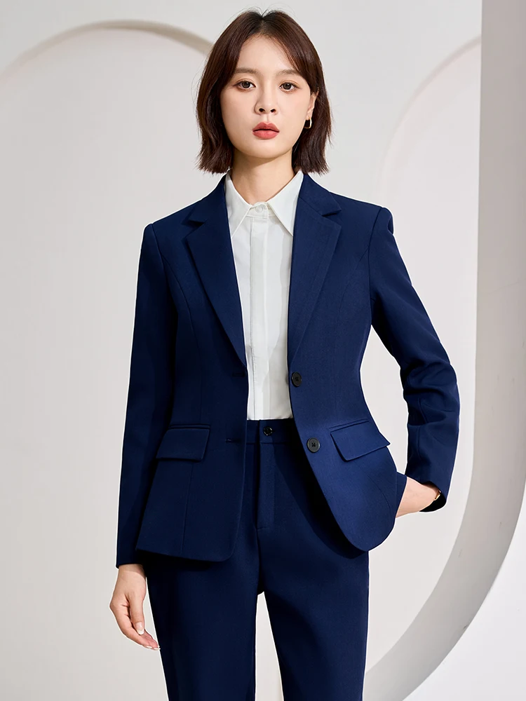 بدلة بناطيل نسائية رمادي كحلي أحمر مكتب السيدات ملابس عمل نسائية مكونة من قطعتين سترة رسمية وبنطلون