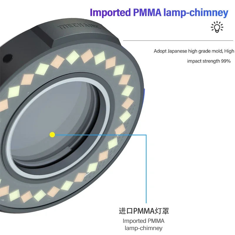 Imagem -04 - Mecânico Original Ls3 Microscópio Anel Lâmpada 7w Fonte de Luz Led Tri-color Multi-nível de Ajuste de Brilho Lâmpada de Proteção para os Olhos