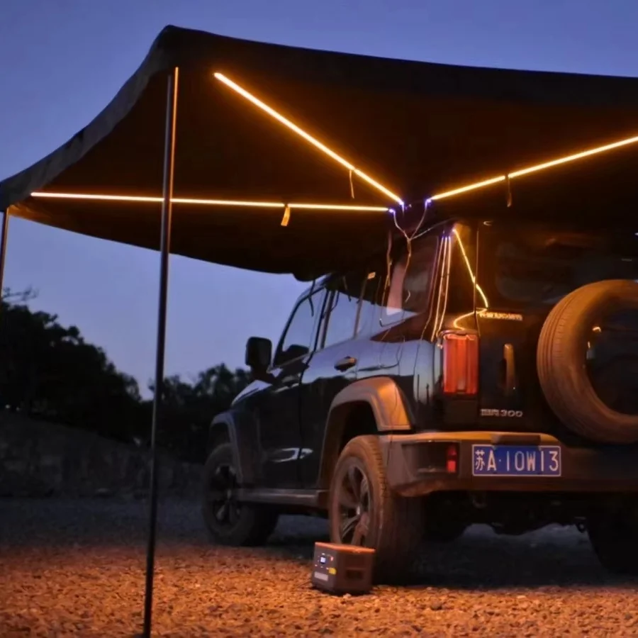 270 Degree Car Awning,600D Waterproof Car Side Awning with LED,Aluminum Roof Top Tent for SUV,4x4 Offroad Camping Shelter