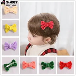 Velvet Candy Color Bow Knot Baby Hair Clips Sweet Hair Pins For Girls Children Headwear Fashion Baby Hair Accessories Gift