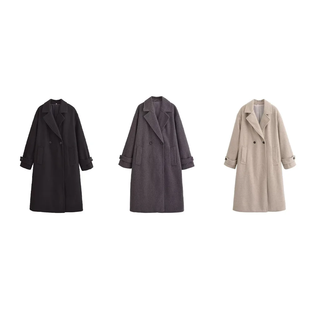

Осеннее новое женское высококачественное шерстяное пальто с воротником и мягкой свободной ветровкой с длинными рукавами