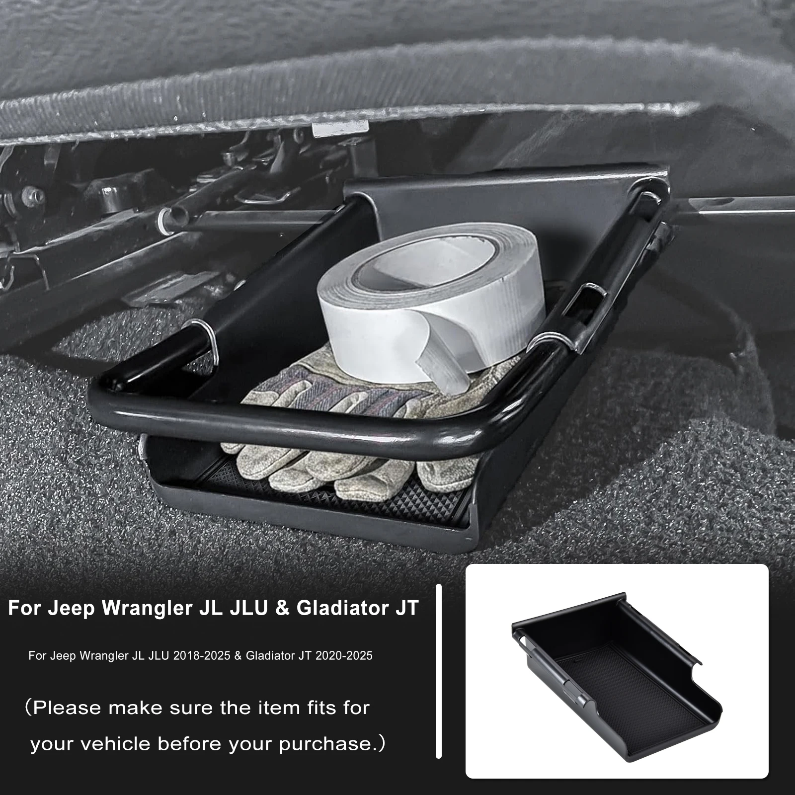 Vorderer Untersitz-Organizer für Jeep Wrangler JL JLU 2018-2025 & Gladiator JT 2020-2025 Versteckter Stauraum-Box Auto-Ablage – Detail 1