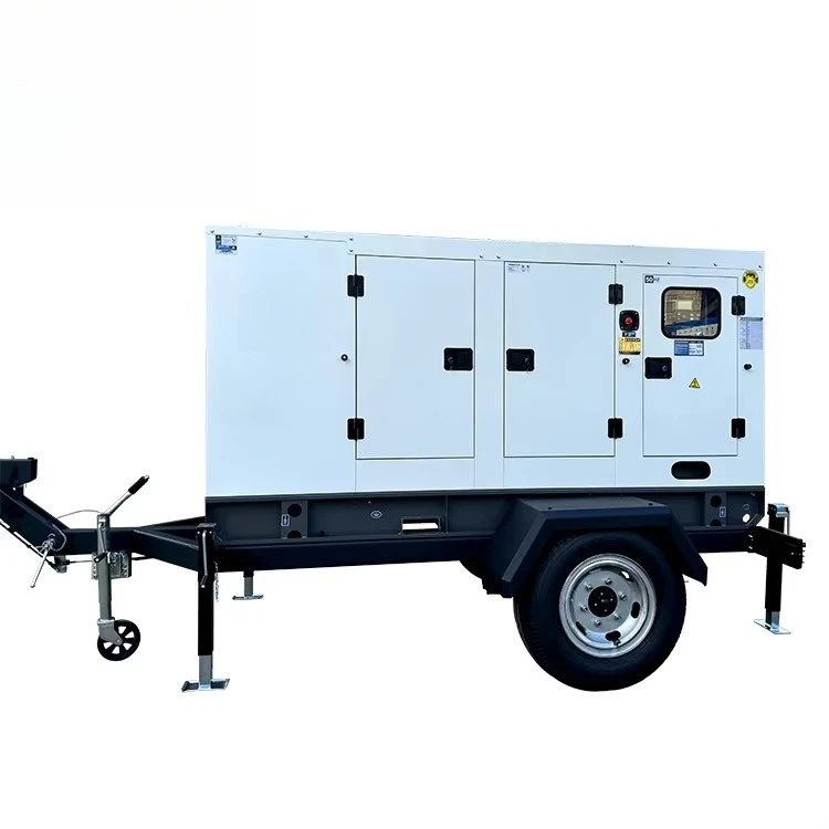 Powered by  Ricardo Engine 15kw 30kw 50kw Doual Axis diesel Generator Set for Outdoors Rainproof Trailer Silent Mobile