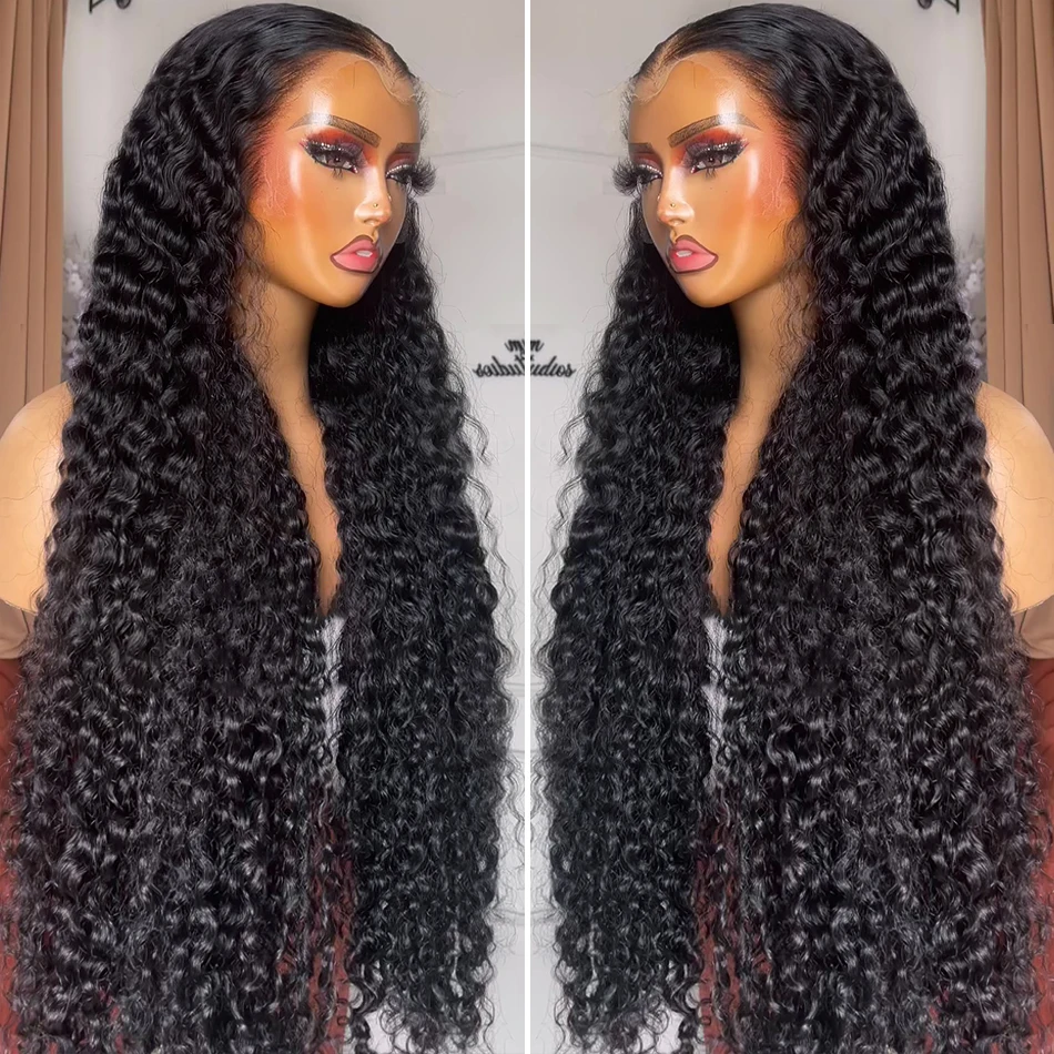 Luvin 220 Density HD Transparent Loose Deep Wave Lace Frontal Wigs 13X6 Water Curly Wave Front Human Hair Wig 32 34 Inch