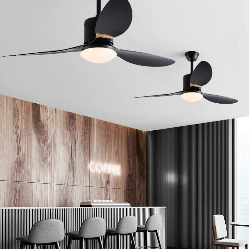 52in Ceiling Fan with Light and Remote Control 6-Speed 3-Color Dimmable Inverter Fan for Restaurant Living Room Home Decor Black