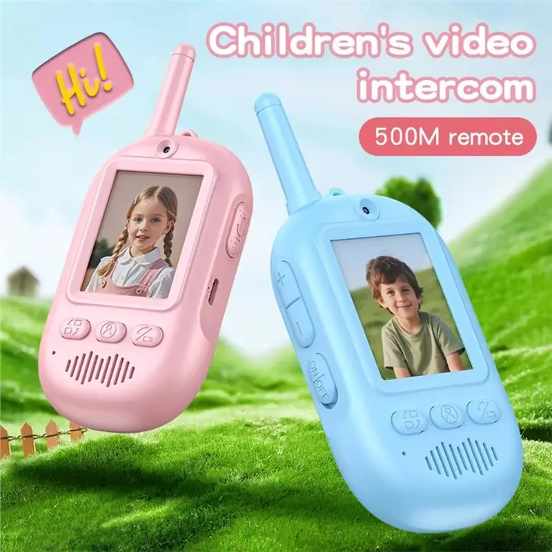 MACH-Walkie Talkie de vídeo para niños recargable con pantalla de 2,0 "intercomunicador con un solo clic para juegos al aire libre, Camping