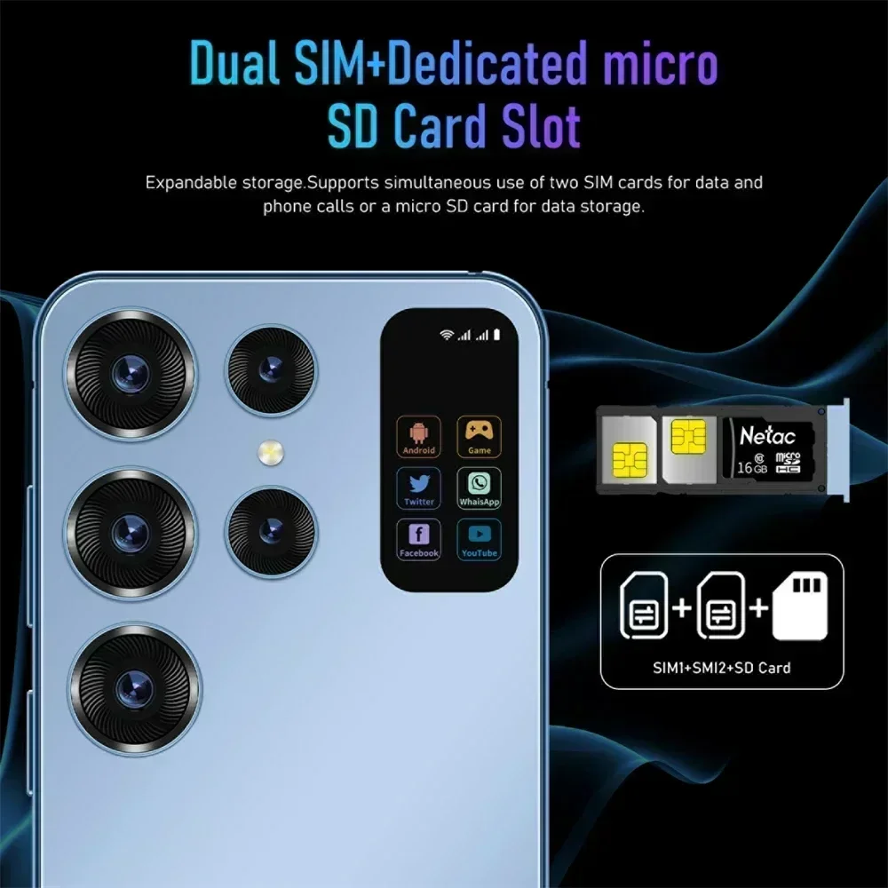 2024 Original S24 Ultra 7,0 Zoll 4G 5G Face Unlock Smartphone 16 GB + 1 TB Smart Mobiltelefone 7000 mAh Mobiltelefone Android Handy