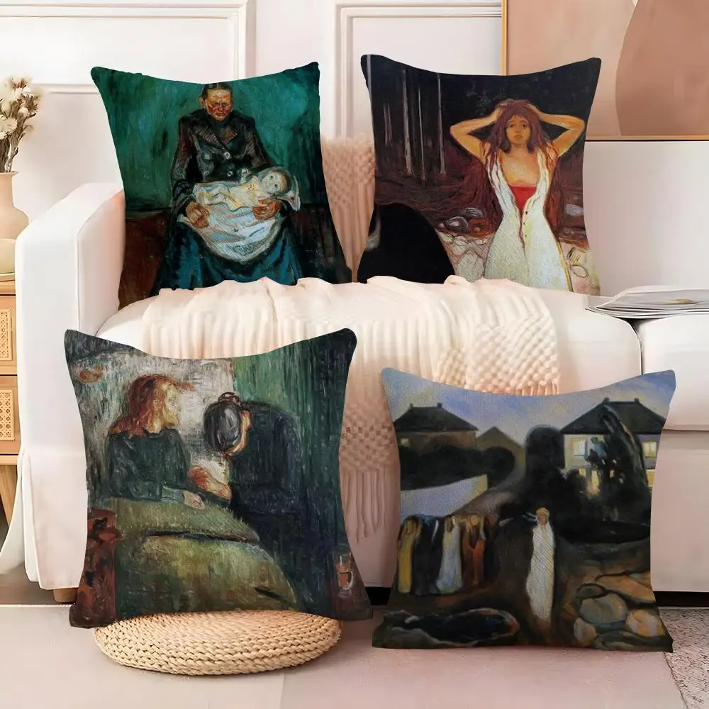 

Чехол для подушки E-Edvard M-Munch Anxiety из мягкого плюша для дивана | Декоративная наволочка с двусторонним принтом | Теплый подарок для дома