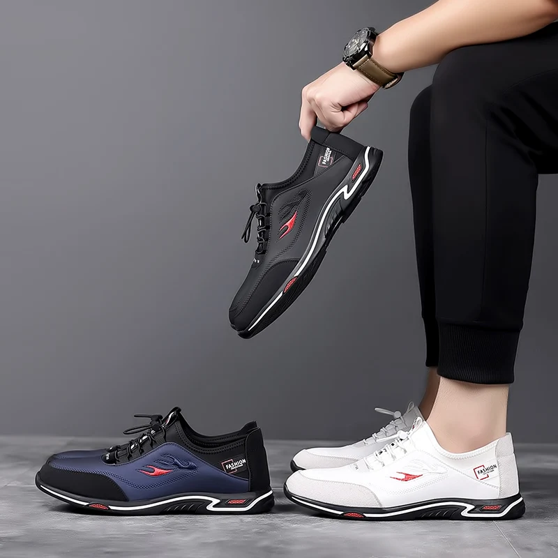 Leather Men's Fashion Breathable Men Casual Walking Business Shoes Outdoor Flats Comfortable Driving Shoe Male Loafers Sneakers
