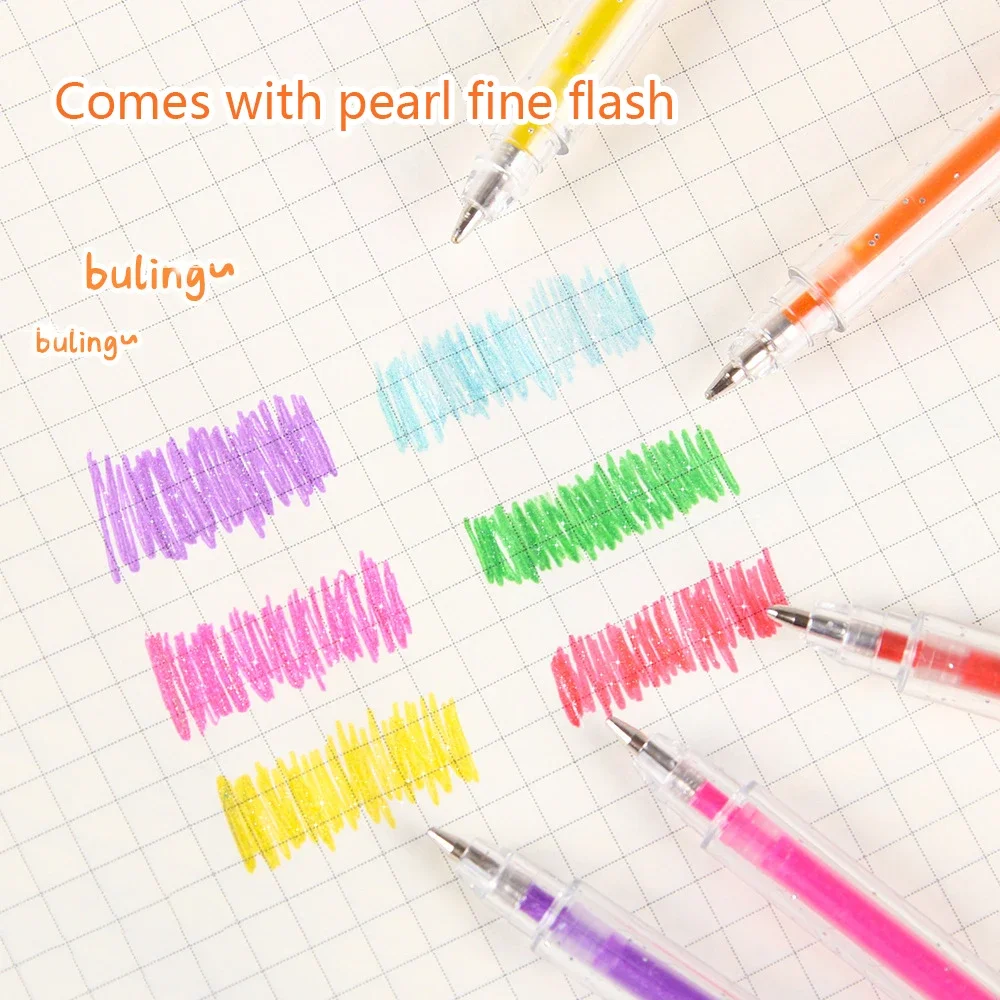 8 Color Glitter Metal Ballpoint Pens Set Artists Journaling DIY Crafts Scrapbooking Gift