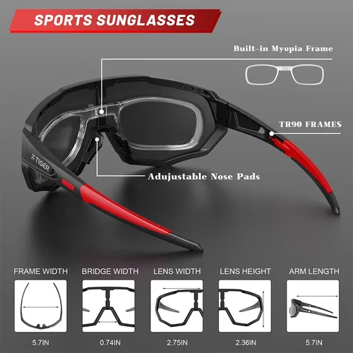 Imagen 2 del producto Gafas polarizadas de ciclismo para hombre y mujer, lentes de sol deportivas de Color X-TIGER, protección para bicicleta de montaña y carretera, JPC