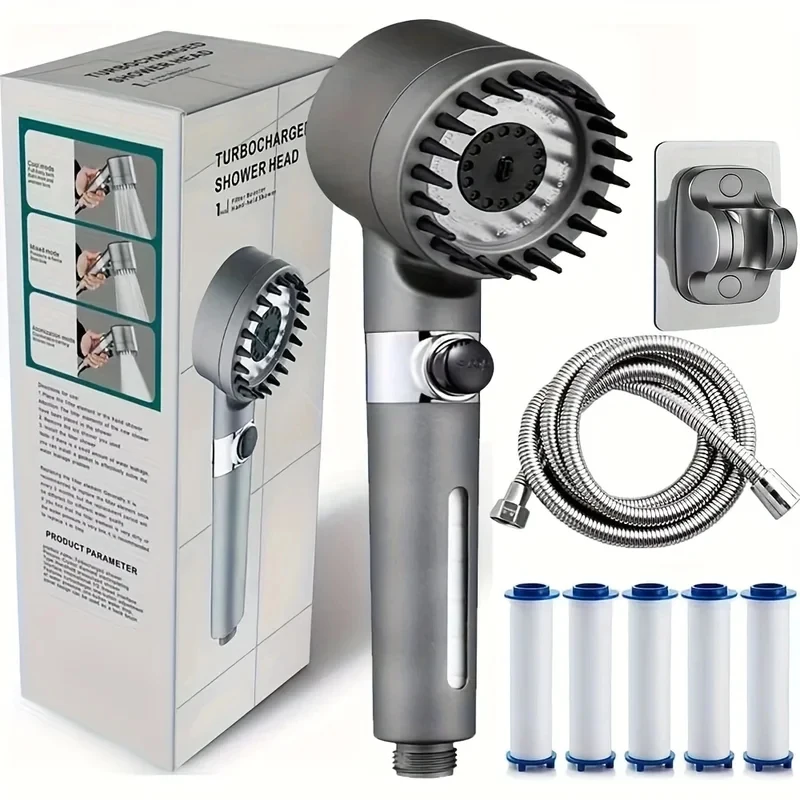 New 2026 High Pressure Shower Head Powerful Boost Filter Handheld Shower Sprayer Bathroom Water Saving Nozzle