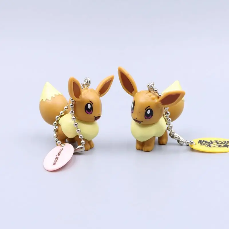 Pokemon Cartoon Eevee PVC Action Figure Keychain Anime Cute Backpack Pendant Doll Car Key Ring Bag Ornaments Jewelry Kids Gift