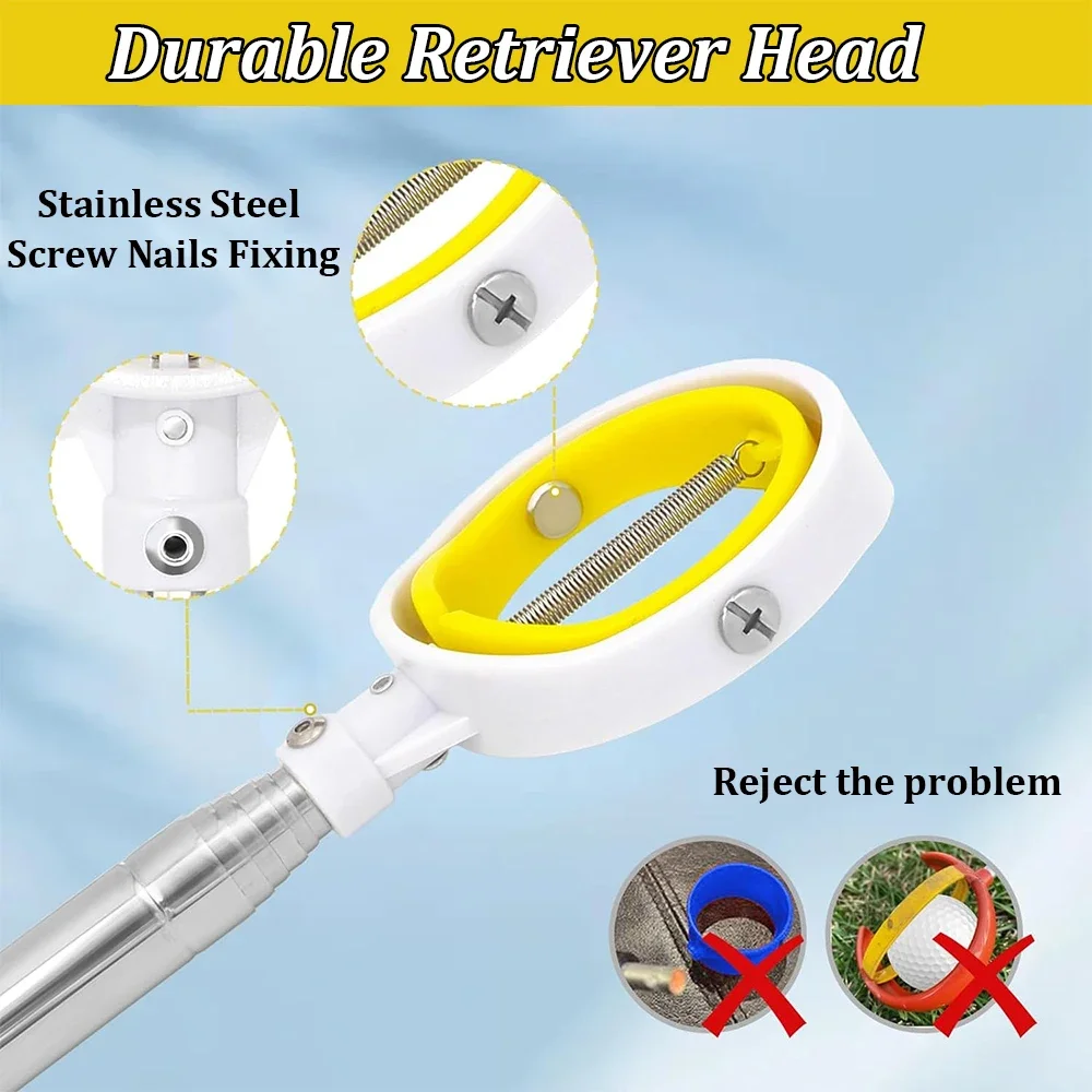 مسترد كرة جولف تلسكوبي بطول 9 أقدام - جاهز للماء مع رأس تحرير زنبركي |   أداة استرجاع كرة الجولف الفاخرة المصنوعة من الفولاذ المقاوم للصدأ