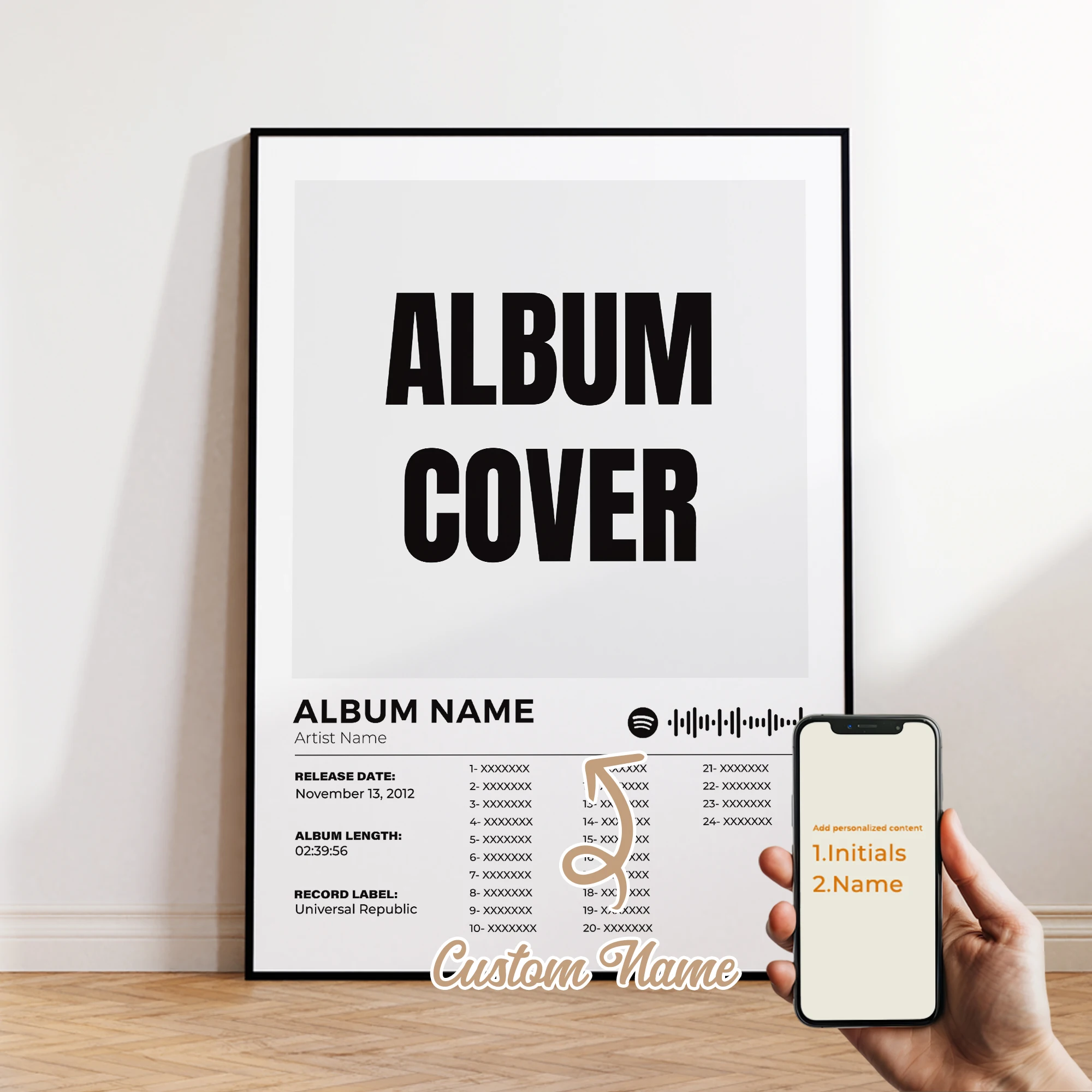 Custom Album Music Cover Wall Art Personalised Song Print Picture Poster Canvas For Living Room Bedroom Room Home Decor