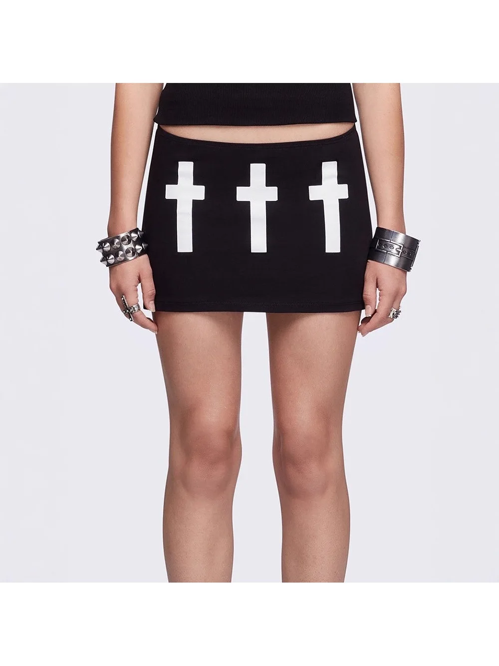 Summer New Dark Punk Street Trend Double-Sided Printed Letter Cross Spicy Girl Half Skirt Niche Casual Vacation Daily Versatile