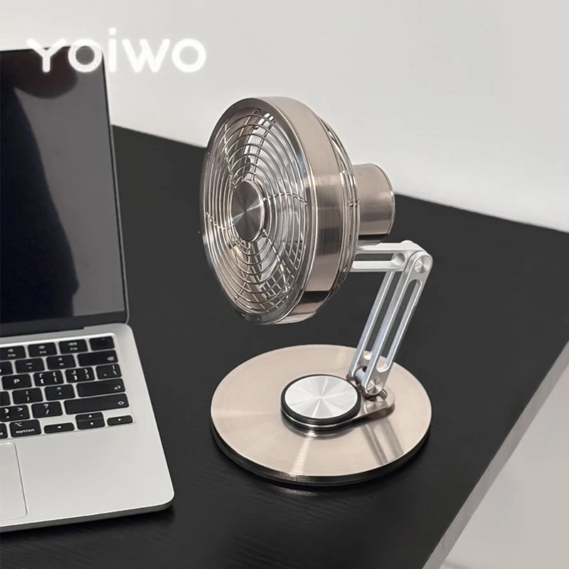 

Yoiwo настольный зарядный металлический вентилятор высокого качества складной USB портативный дорожный небольшой настольный механический вентилятор