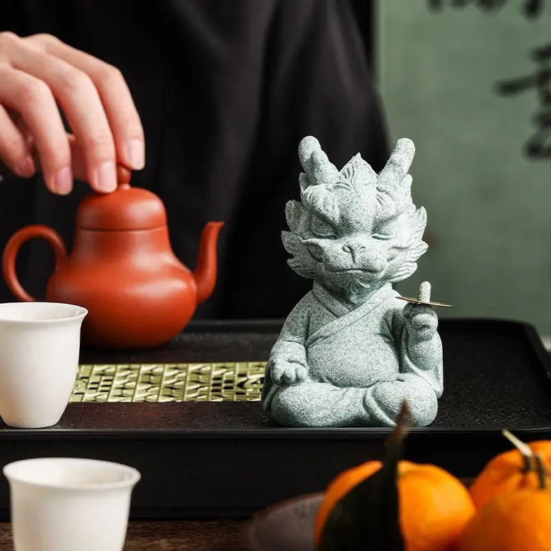 Blue Sandstone Fortune Decoration Creative Dragon Refers To Rich Tea Pet Household Table Ornament Fish Tank Landscape Decoration